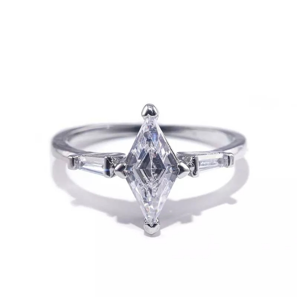 NEW Platinum Plated  Brilliant Marquise Diamond Ring - Picture 4 of 13